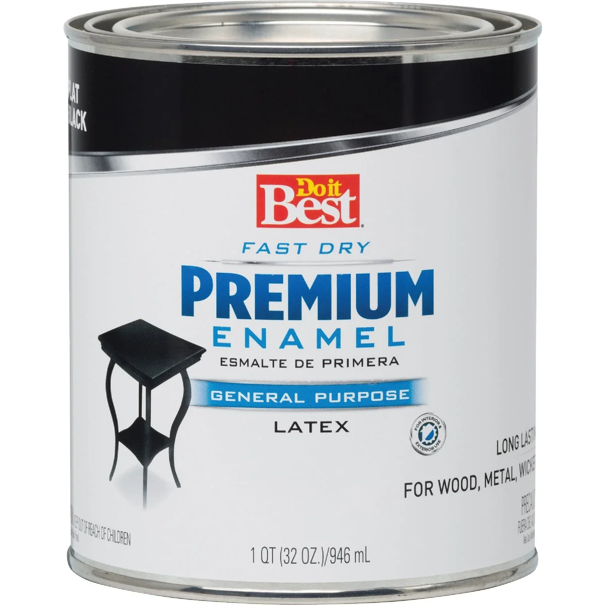 High-End Do it Fast Dry Acrylic Latex Flat Premium Enamel Black 1 Qt. Trendy