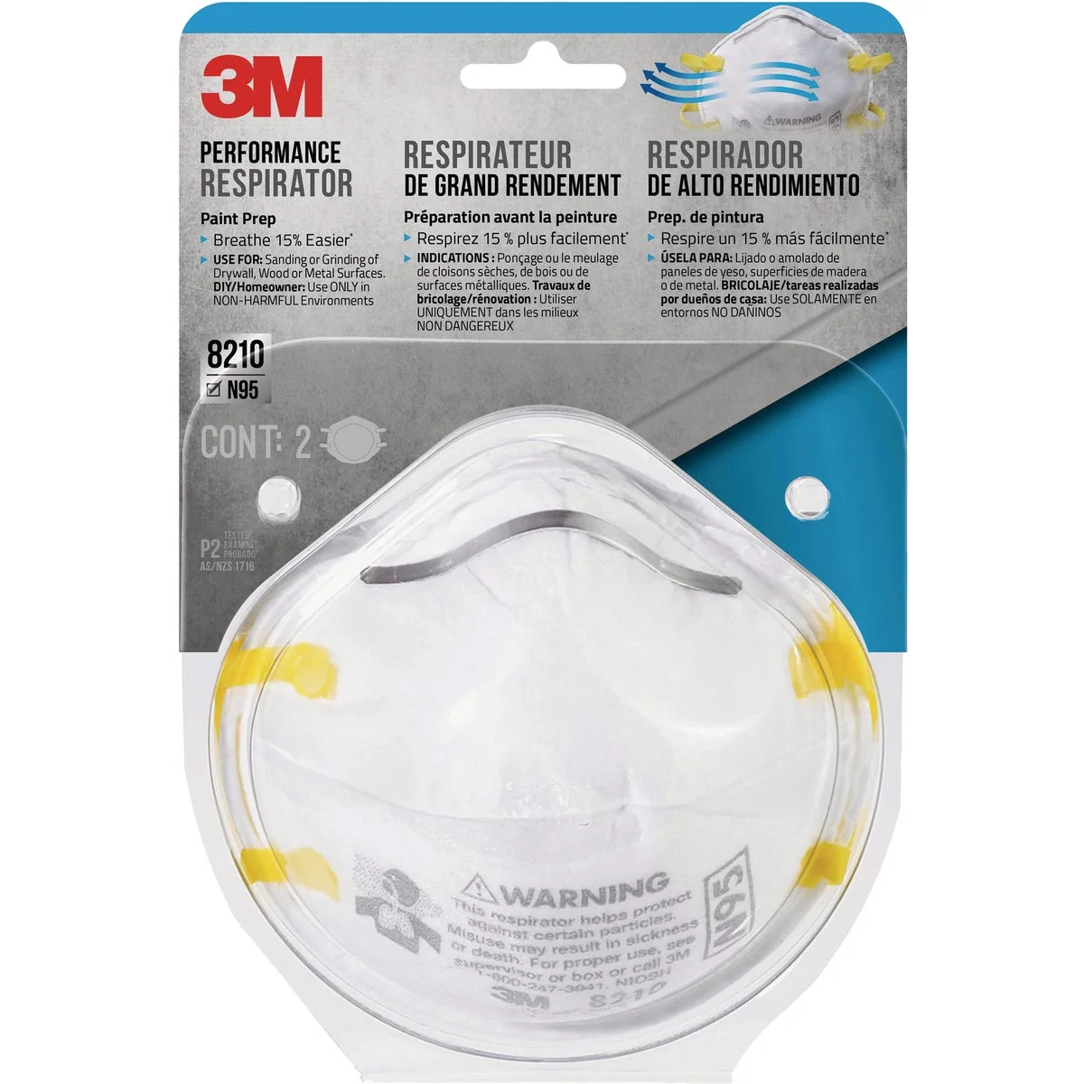 Organic 3M N95 Woodworking Sanding and Fiberglass Respirator 2-Pack Safe