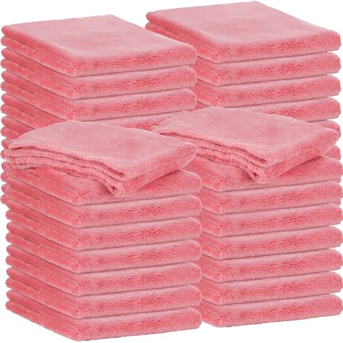 High-Quality 30 Pcs 16 x 16 Inch Edgeless Microfiber Plush Towels for Cars Detailing Drying Wash Polishing Absorbent Cleaning Cloths 30 Count Green
