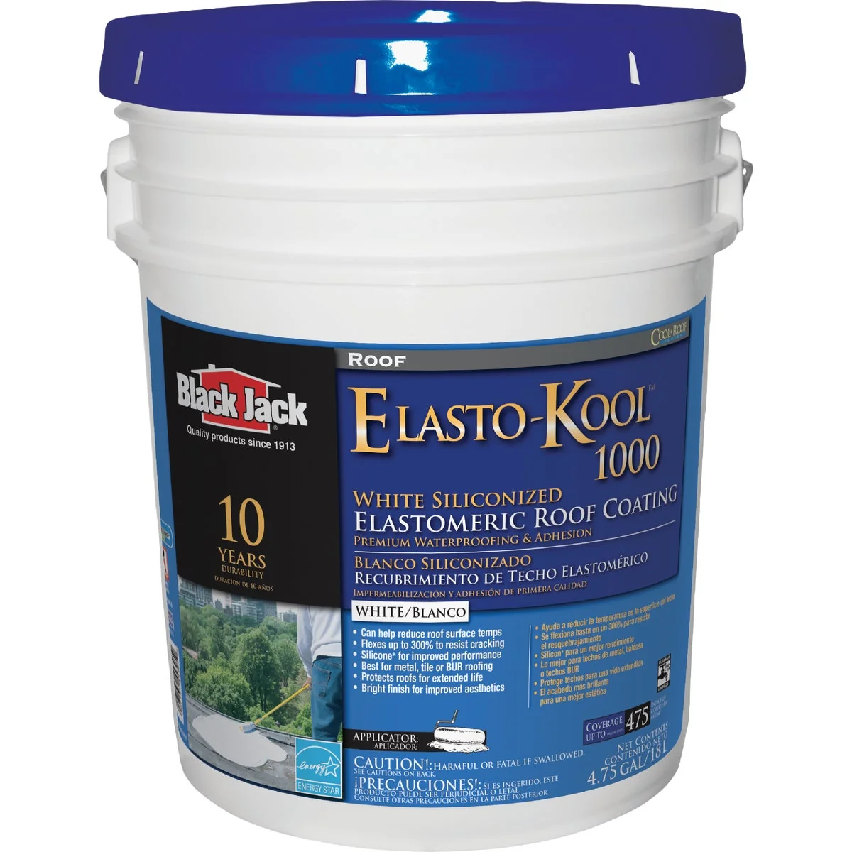 Fine Black Jack Elasto-Kool 1000 5 Gal. 10-Year White Siliconized Elastomeric Coating Luxury