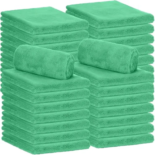 Premium 30 Pcs 16 x 16 Inch Edgeless Microfiber Plush Towels for Cars Detailing Drying Wash Polishing Absorbent Cleaning Cloths 30 Count Carefully Designed