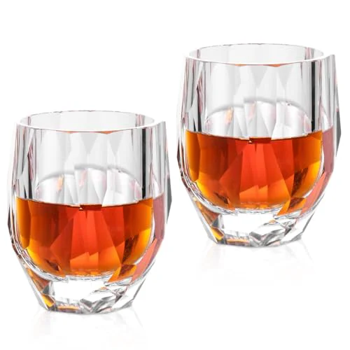 Fashionable Crystal Whiskey Glasses Set of 2 Handcrafted Old Fashioned Glasses 2 Count Fine