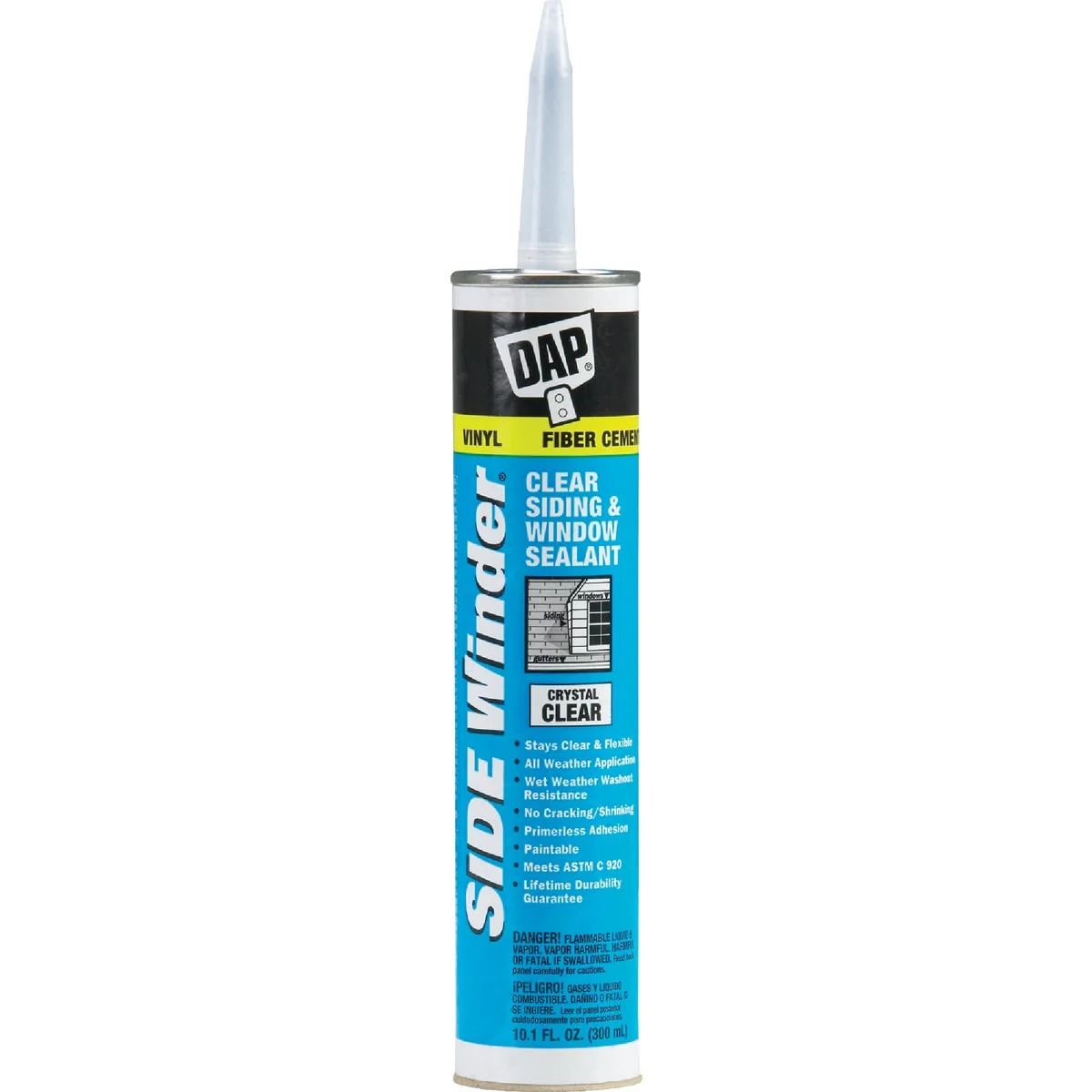 Practical DAP Side Winder 10.1 Oz. Advanced Siding Window Polymer Sealant Crystal Clear Fast