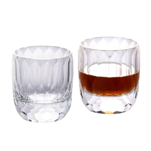 Breathable Crystal Whiskey Glasses Set of 2 Hand Blown Old Fashioned Glasses 2 Count Consistent