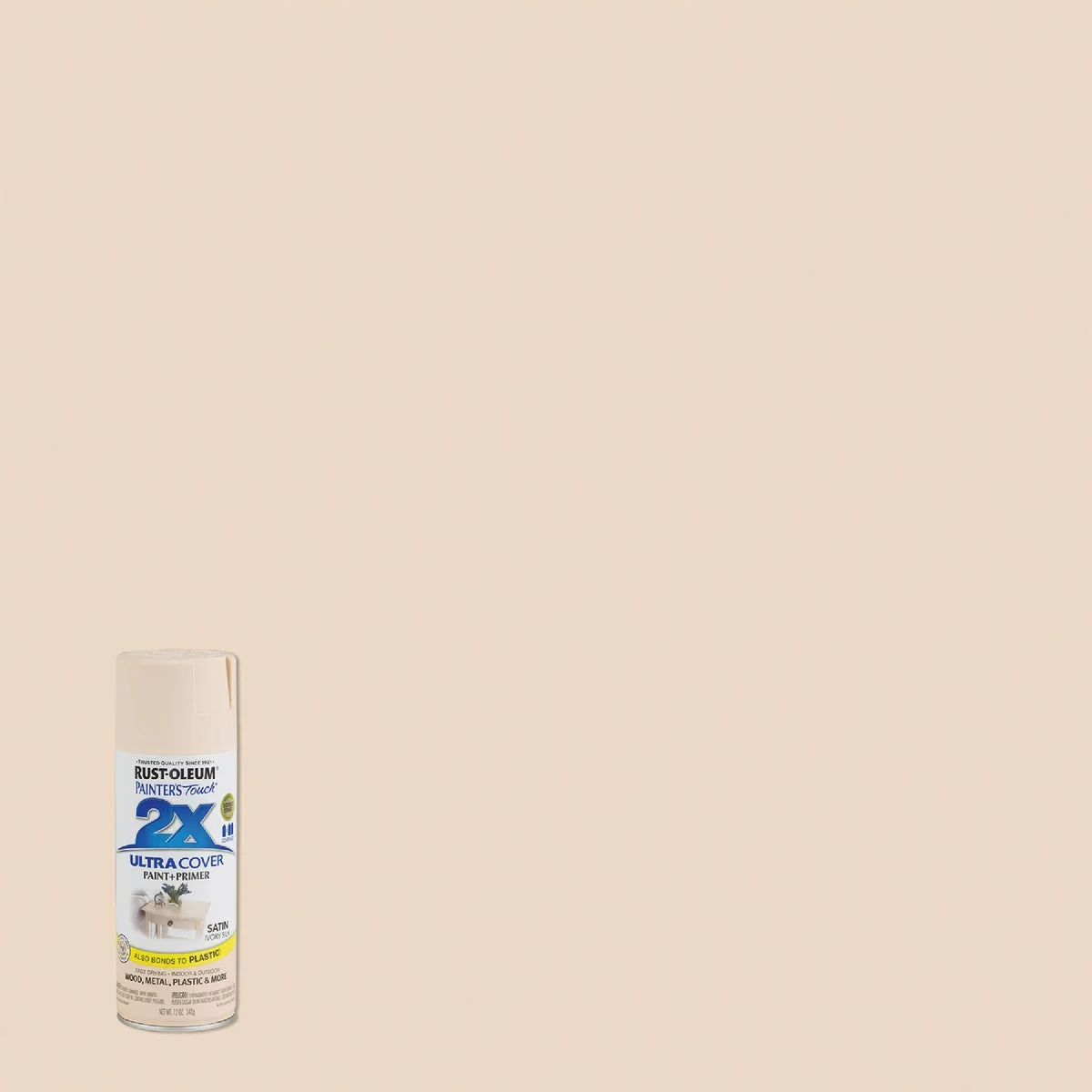 Comfortable Rust-Oleum Painter's Touch 2X Ultra Cover 12 Oz. Satin Paint Primer Spray Paint Ivory Silk Carefully Designed