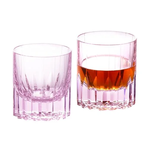 Trendy Crystal Whiskey Glasses Set of 2 Hand Blown Old Fashioned Glasses Smooth