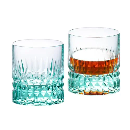 Relaxed Crystal Whiskey Glasses Set of 2 Hand Blown Old Fashioned Glasses Quality