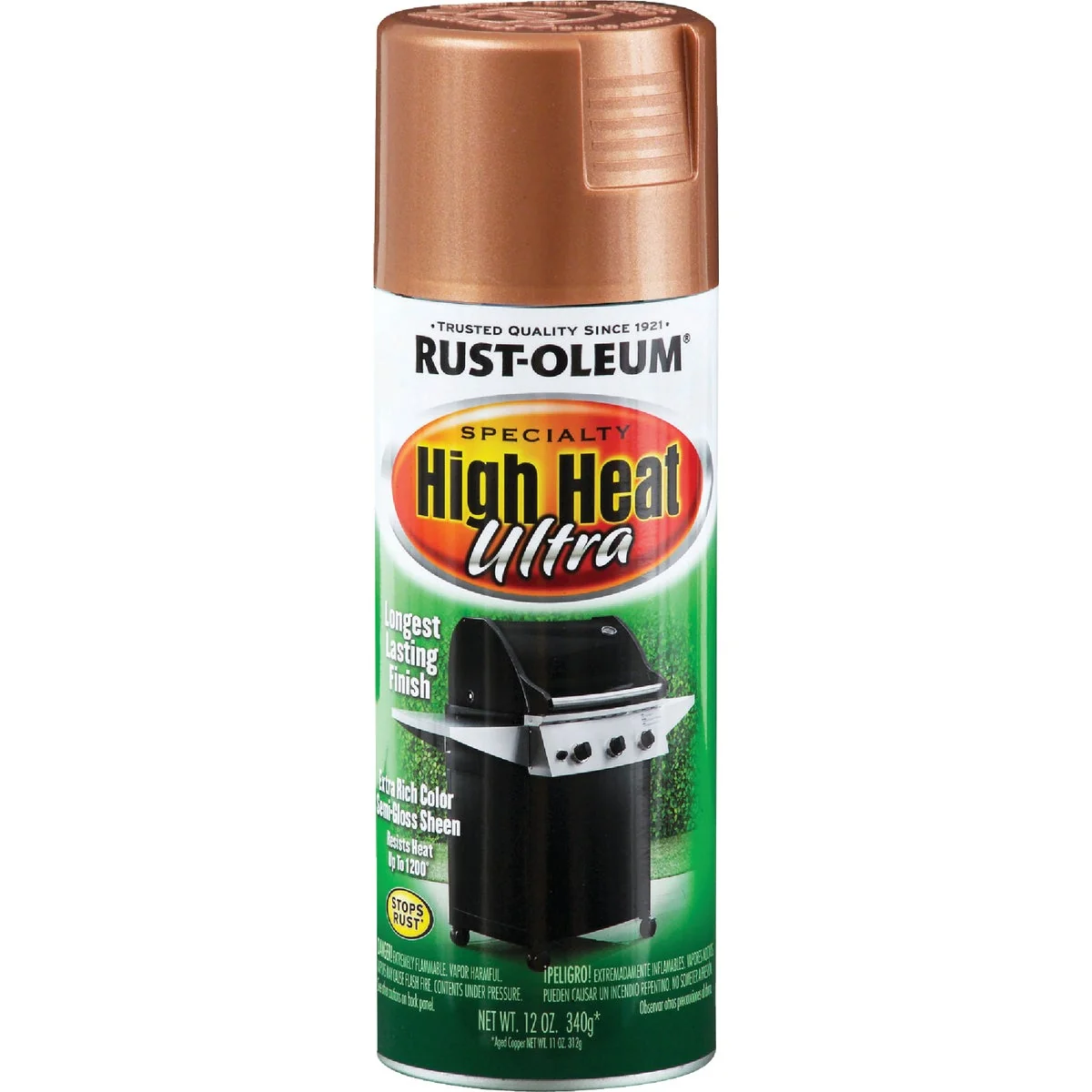 Lightweight Rust-Oleum Semi-Gloss Aged Copper 12 Oz. High Heat Spray Paint Minimalist