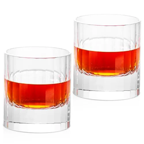 Refined Crystal Whiskey Glasses Set of 2 Hand Blown Old Fashioned Glasses 2 Count Sustainable