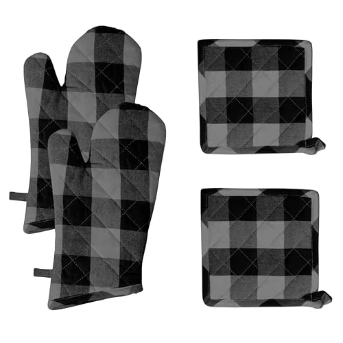 Trusted Buffalo Plaid Check Oven Mitts and Pot Holders Set of 4 4 Count Certified