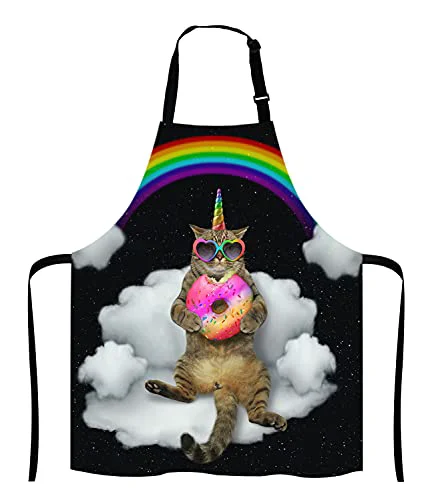 User-Friendly Unicorn Cat Adjustable Bib Apron Professional