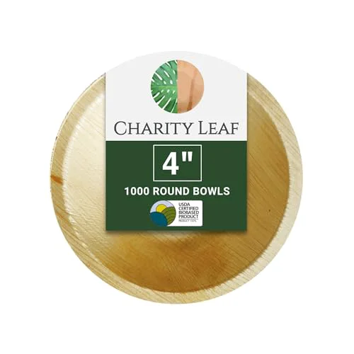 Exceptional Disposable Bamboo 4 Round Bowl 1000 Count Elegant