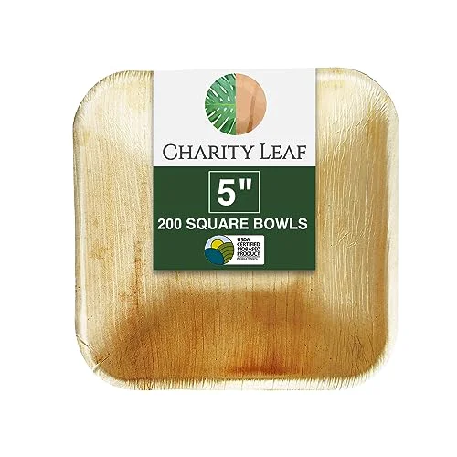 Smart Disposable Bamboo 5 Square Bowl 200 Count Advanced