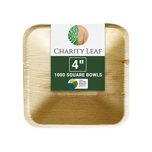 Refined Disposable Bamboo 4 Square Bowl 1000 Count Clean