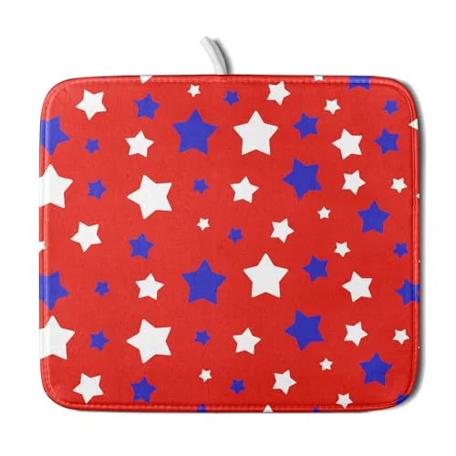 Clean Fourth of July Independence Memorial Dish Drying Mat for Kitchen Counter Environmentally Friendly