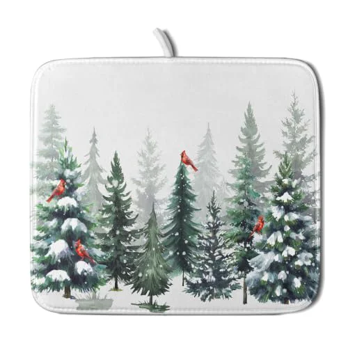 Quality Green Pine Tree Forest Dish Drying Mat for Kitchen Counter Healthy