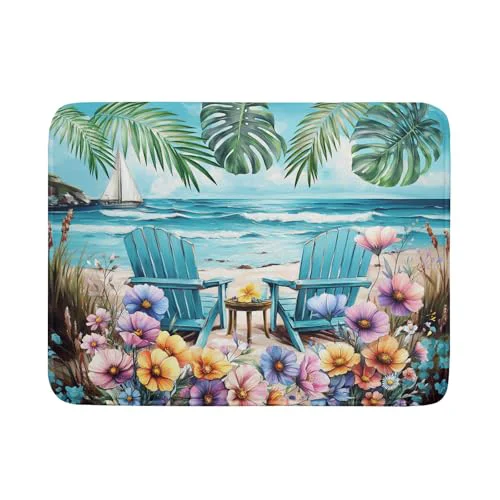 Trendy Spring Summer Sea Chair Dish Drying Mat for Kitchen Counter Premium Material
