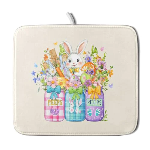 Consistent Easter Bunny Carrots Dish Drying Mat for Kitchen Counter Powerful