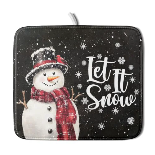 Selected Winter Snowflakes Dish Drying Mat for Kitchen Counter Advanced