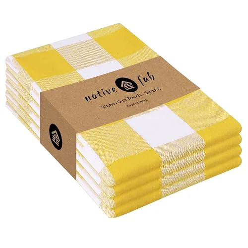 High-End Yellow Buffalo Dish Towel 16 x26 4 Count Functional