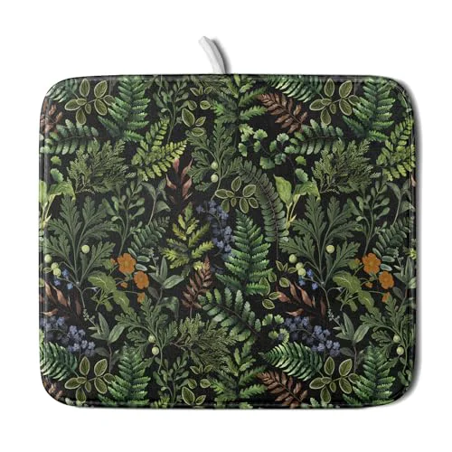 Excellent Black Sage Green Plant Dish Drying Mat for Kitchen Counter Practical