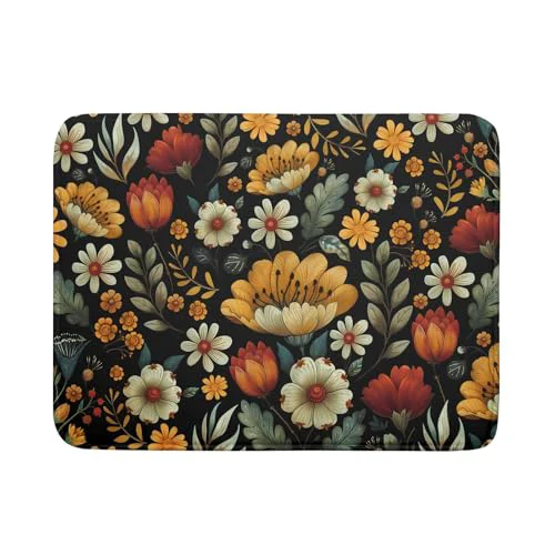 World-Class Vintage Boho Floral Dish Drying Mat for Kitchen Counter Breathable