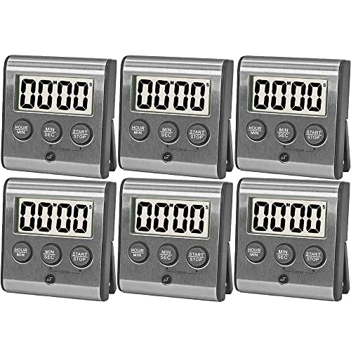 Fashionable Elegant Digital Kitchen Timer Stainless Steel 6 Count Long-Lasting