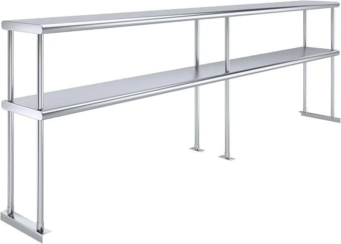 Premium Material NSF 18 Gauge Heavy Duty Stainless Steel Double overshelf with Brackets for Kitchens Sophisticated