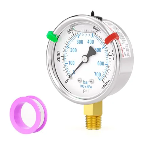 Contemporary 0 10000PSI Stainless Steel Liquid Filled Pressure Gauge Enhanced