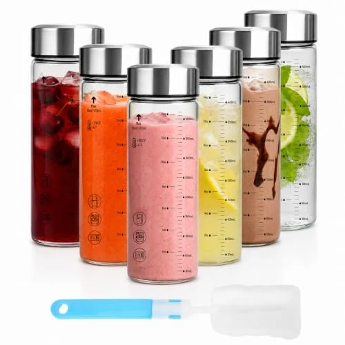 Easy-to-Use 16 oz Glass Juice Bottles with Lids Refined