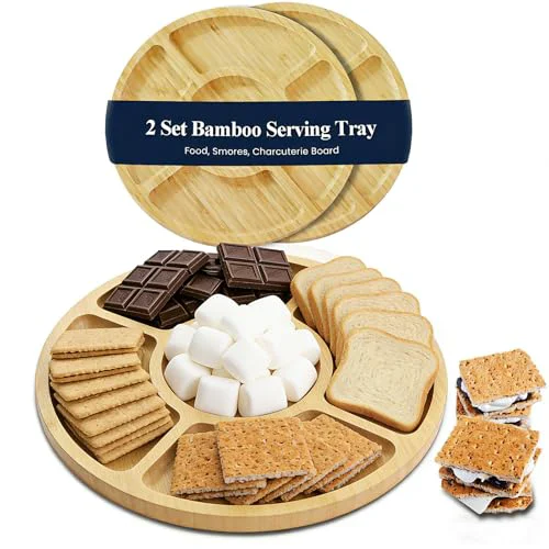 Authentic Bamboo Serving Tray 2 Pack 2 Count Eco-Friendly