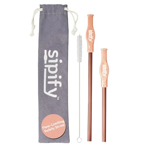 Fast Flow Limiting Dysphagia Straw for Safe Drinking 2 Count Premium