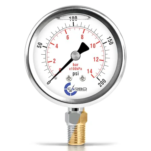 Contemporary Carbo 200 PSI Liquid Filled Pressure Gauge with NIST Traceable Certificate Environmentally Friendly