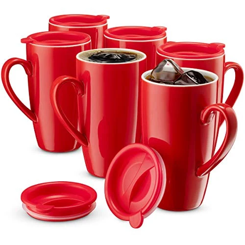 Top-Quality 6 Pack Ceramic Coffee Mug Set with Lids 6 Count Consistent