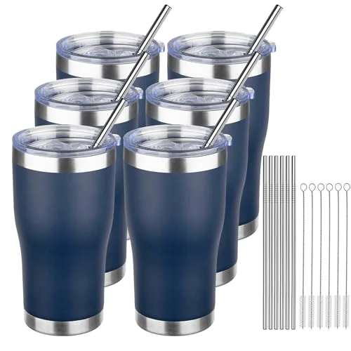 Powerful 20oz Insulated Tumbler with Lid Straw Travel Coffee Mug Trendy