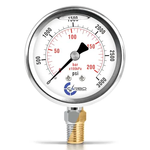 Reliable Carbo 3000 PSI Liquid Filled Pressure Gauge with NIST Traceable Certificate Efficient