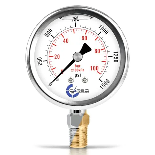 Carefully Designed Carbo 1500 PSI Liquid Filled Pressure Gauge with NIST Traceable Certificate Exceptional