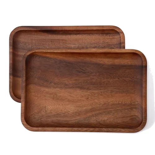 Responsible 2PCS Serving Wood Valet Tray for Men Women Carefully Designed