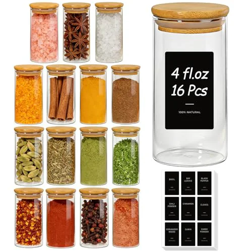 Trusted Glass Spice Jars 4oz 16 Pack 16 Count Solid