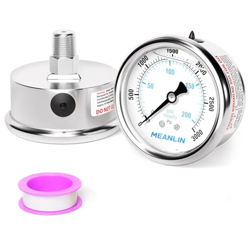 Optimized 0 3000Psi Liquid Filled Pressure Gauge Stainless Steel with 316 Stainless Steel Joint 1 Top-Quality