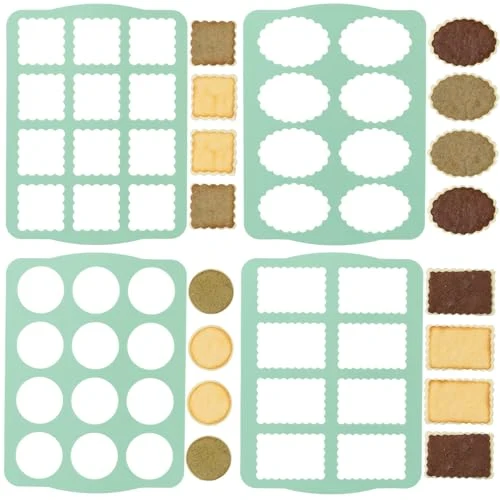 Unique 4Pcs Silicone Cookie Molds Chocolate Chablon Cookie Stencil Mold for Biscuit Cake QLG Selected