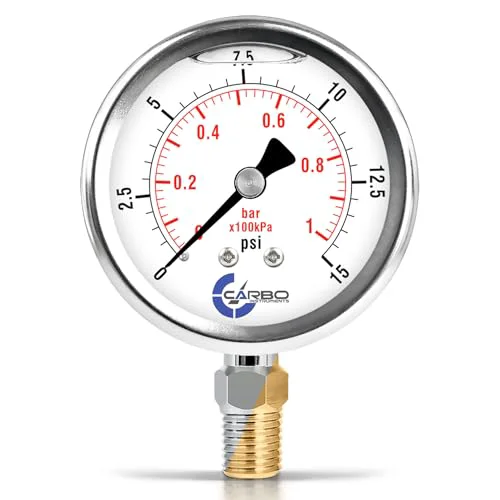 High-End Carbo 15 PSI Liquid Filled Pressure Gauge with NIST Traceable Certificate Carefully Designed