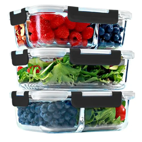 Classic Glass Meal Prep Containers 1 2 3 Compartments 3 Count Fine Crafted