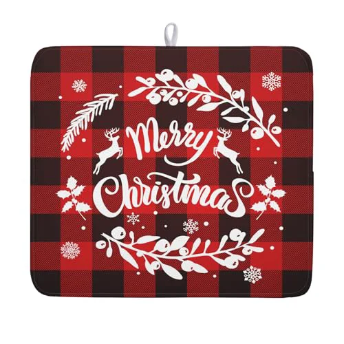 Official Merry Christmas Dish Drying Mat for Kitchen Counter Contemporary