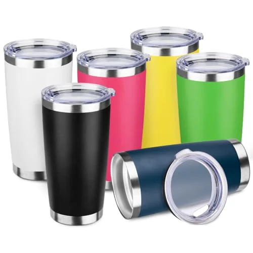 Sophisticated 6 Pack 20oz Stainless Steel Travel Coffee Tumbler Natural