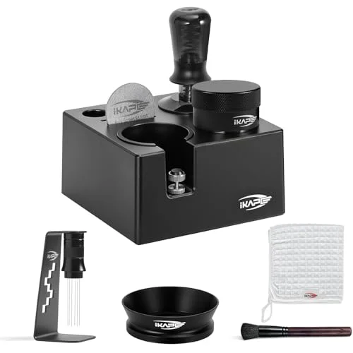 Casual 8-IN-1 51MM Espresso Tool Set Coffee Tamper Distributor Kit with Magnetic Funnel Puck Screen Tamper Station WDT Tool Cleaning Brush Towel for Home Barista Consistent