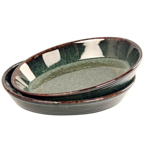 Excellent Oval 9.5 x 7 Inch Ceramic Pie Pan Quiche Baking Dish Set of 2 2 Count Comfortable