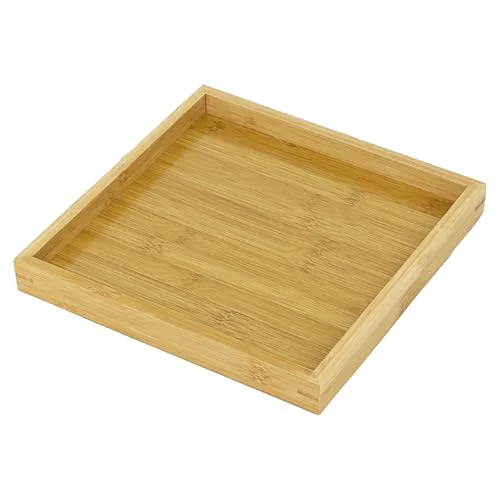 Solid Natural Bamboo Serving Tray Platter 9.75 x 9.75 Square Proven