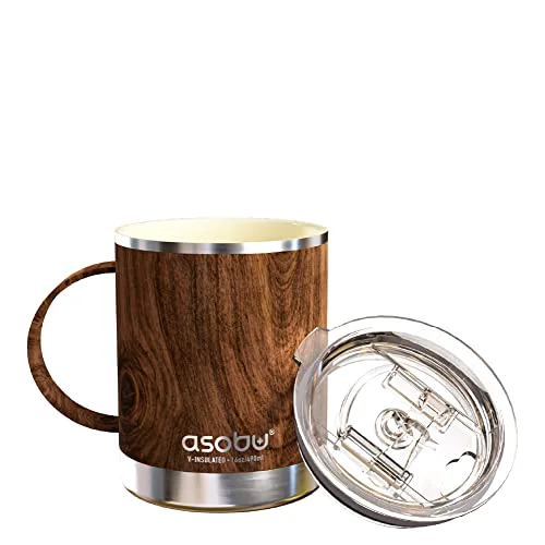 Crafted Stainless Steel Ceramic Inner Coating Coffee Mug with Double Walled Copper Lining Insulation Safe