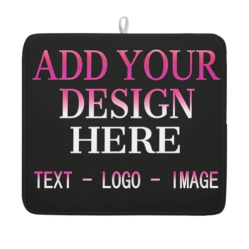 Versatile Custom Personalized Dish Drying Mat 16x18 Inch Customized Drying Mats with Picture Text for Kitchen Counter Custom Image Microfiber Absorbent Dishes Pad for Travel Festivals Family Memories Home Decor Easy-to-Use